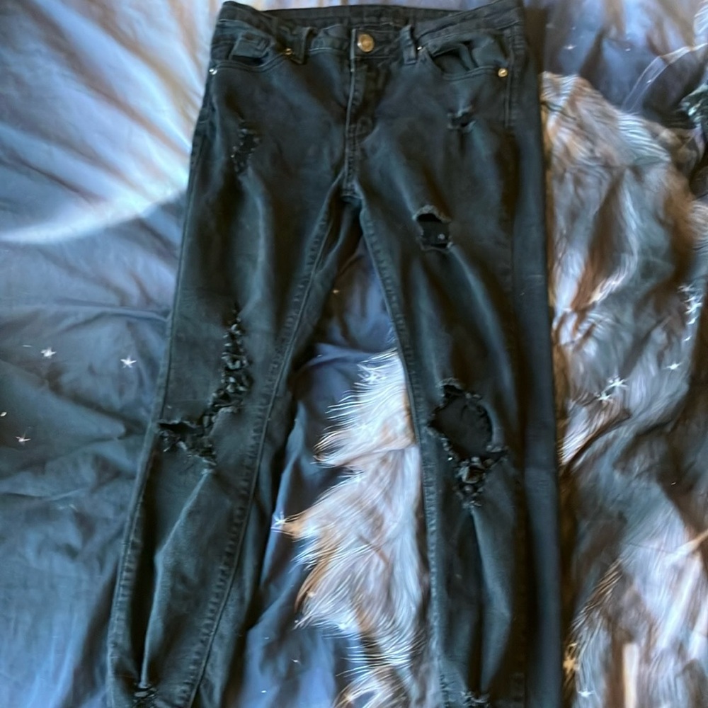 Distressed Black Jeans